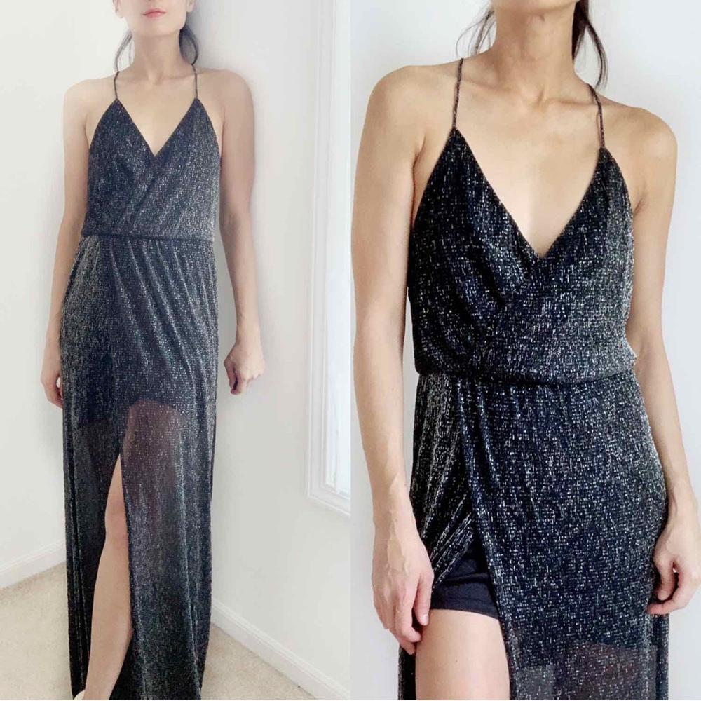 ELEGANT Sheer Deep V Sheer Maxi dress